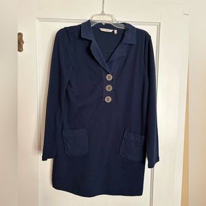 Soft Surroundings navy blue waffle knit tonic in size XS